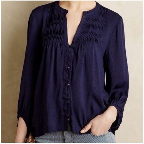 Anthropologie Tops - Anthropologie Pintuck Peasant Blouse, by Maeve - Blue, size 10 Cottagecore Chic